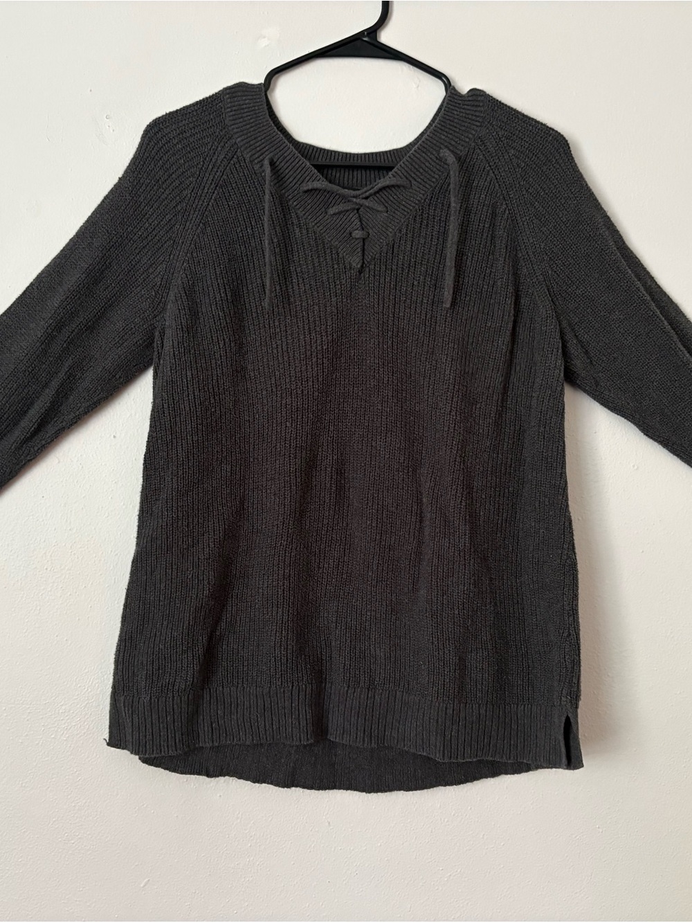 Express Charcoal Ribbed Knit Sweater